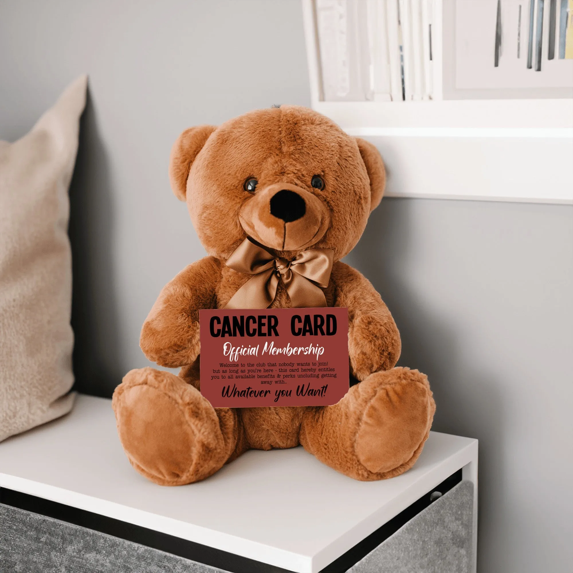 Cancer Card Teddy Bear With Message Card - PRICE INCLUDES FREE SHIPPING