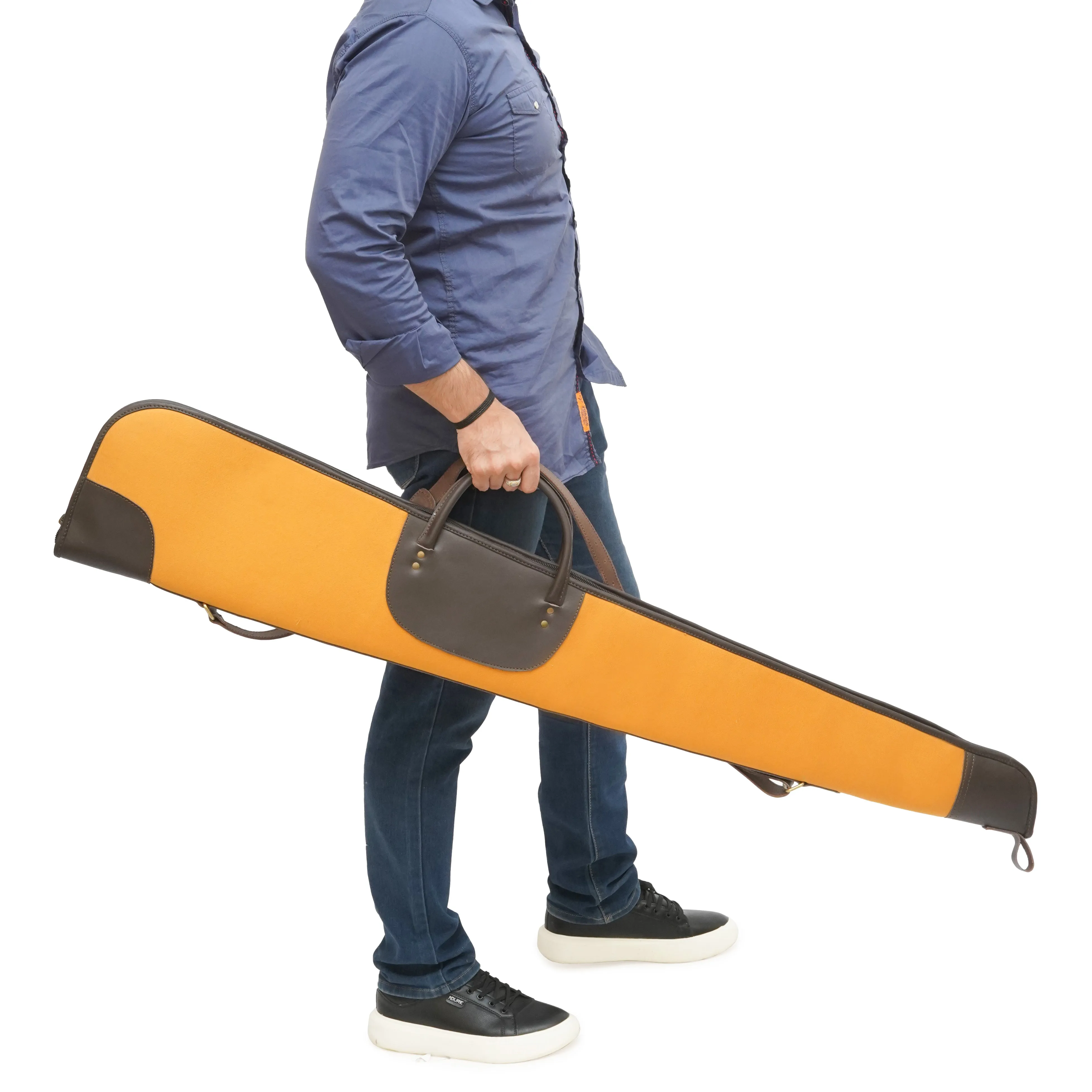 Canvas Shotgun Case With Leather And Brass Hardware
