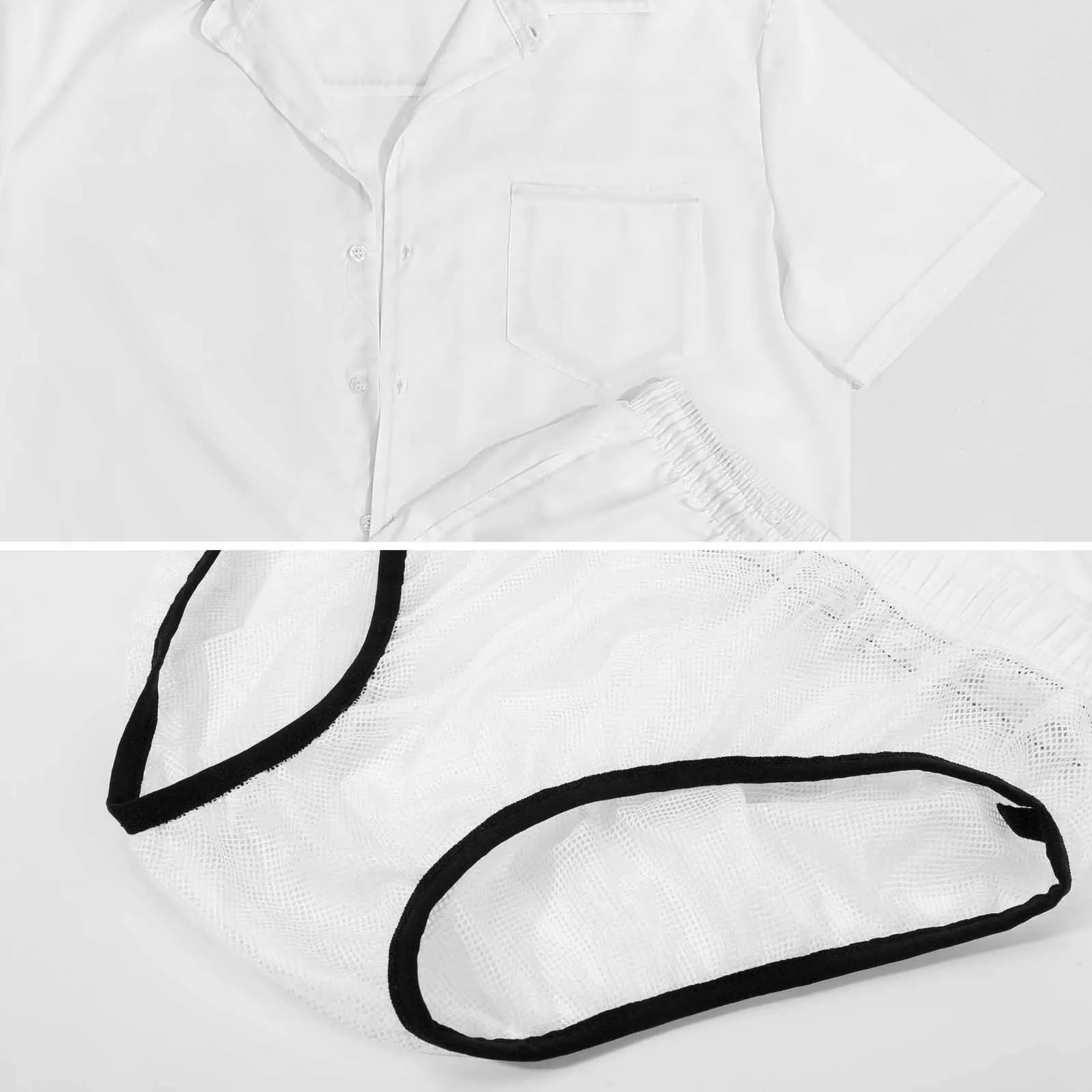 Casual Black Shirt And Shorts Set 2407004938