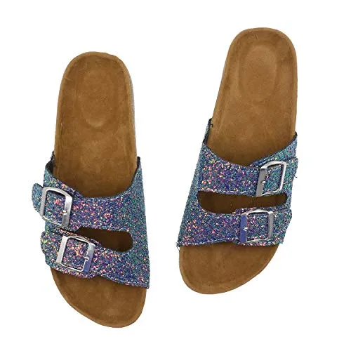 Casual Cork Slide Platform Sandals  (Blackpurple Glitter)