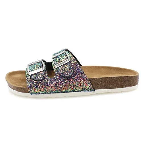 Casual Cork Slide Platform Sandals  (Blackpurple Glitter)