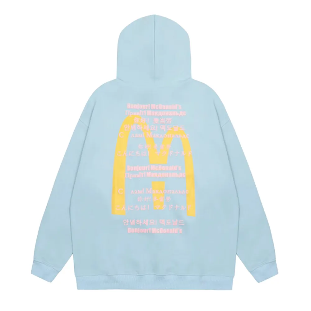 Casual Japanese Letter Print Hoodie