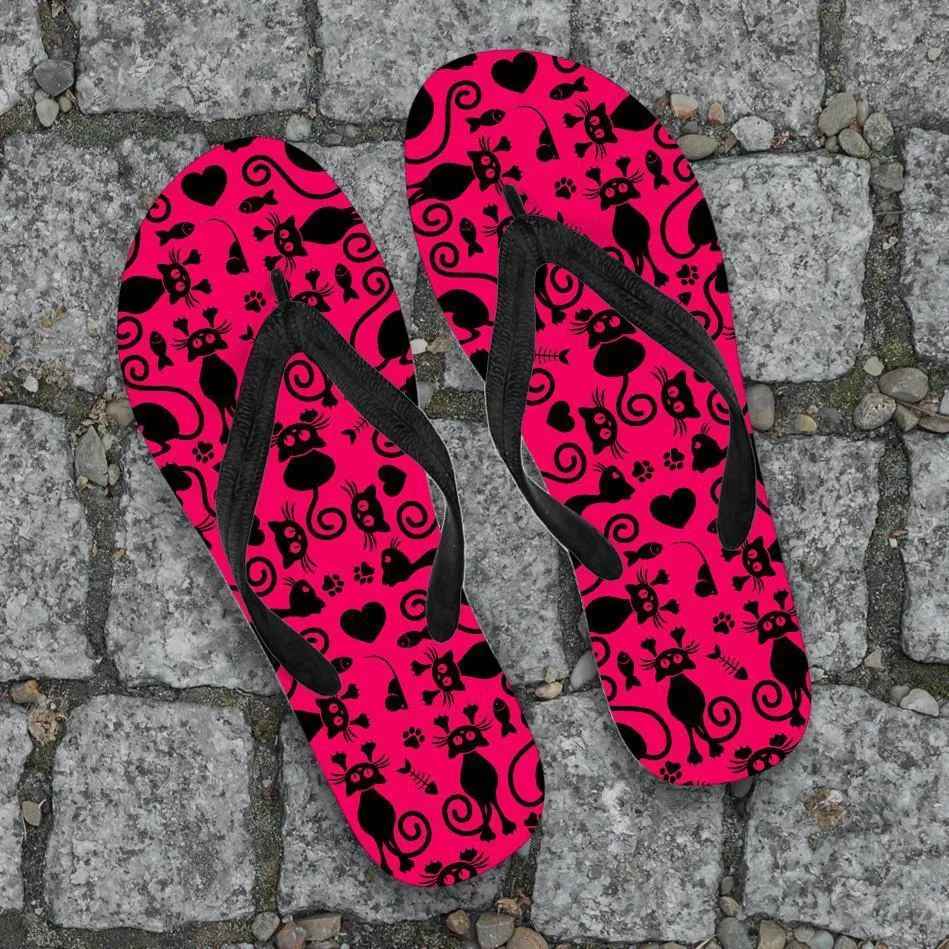 Cats Pink Flip-Flops