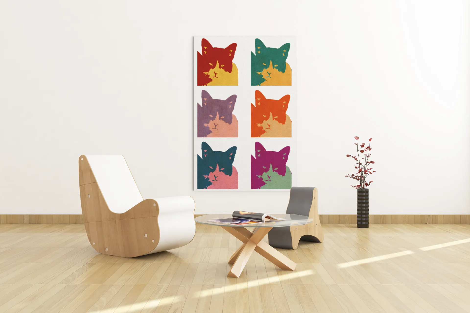 Cats Today 6-Panel Pop Art Canvas Print
