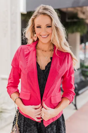 C'est Toi Classic Casual Blazer- Bright Pink
