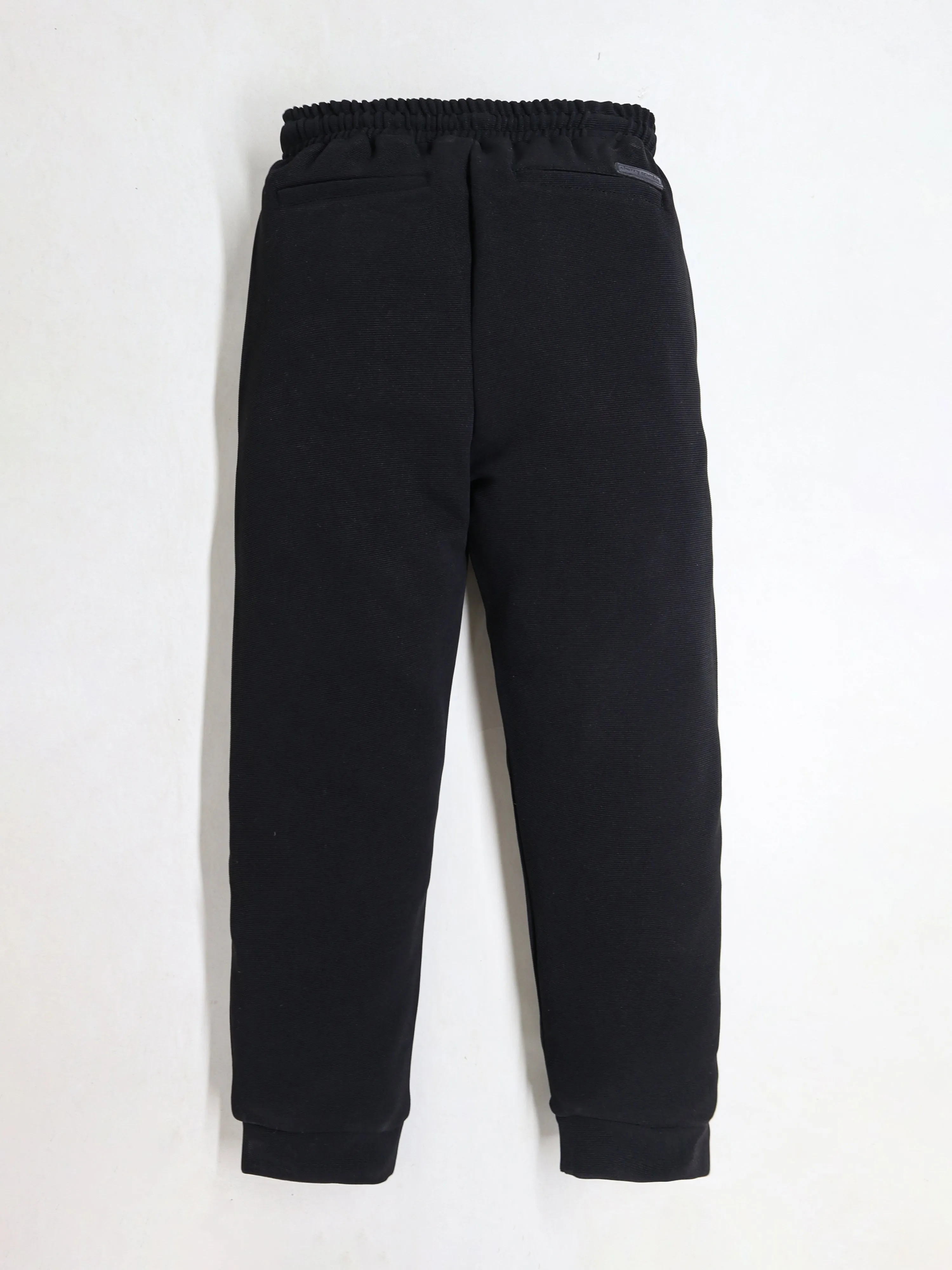 Cherry Crumble Unisex Black Regular Length Self Texture Stripe Trouser