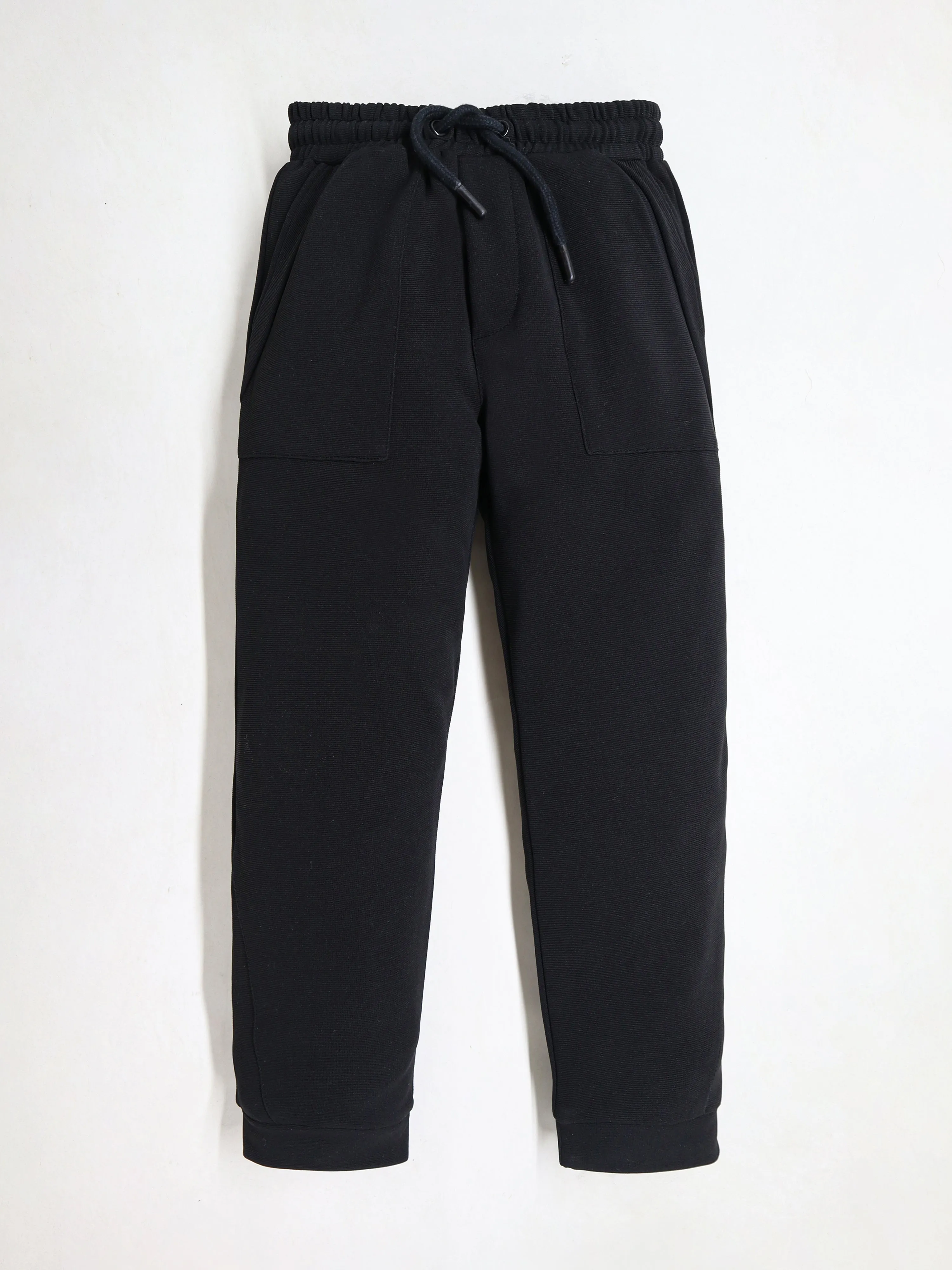 Cherry Crumble Unisex Black Regular Length Self Texture Stripe Trouser
