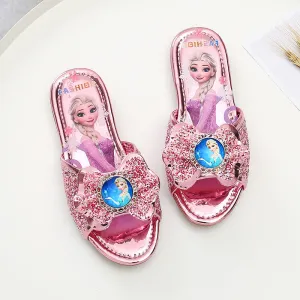 Children's Slippers  Summer New Simple Princess Elsa Korean Girls Home Indoor and Outdoor Rhinestone Flats