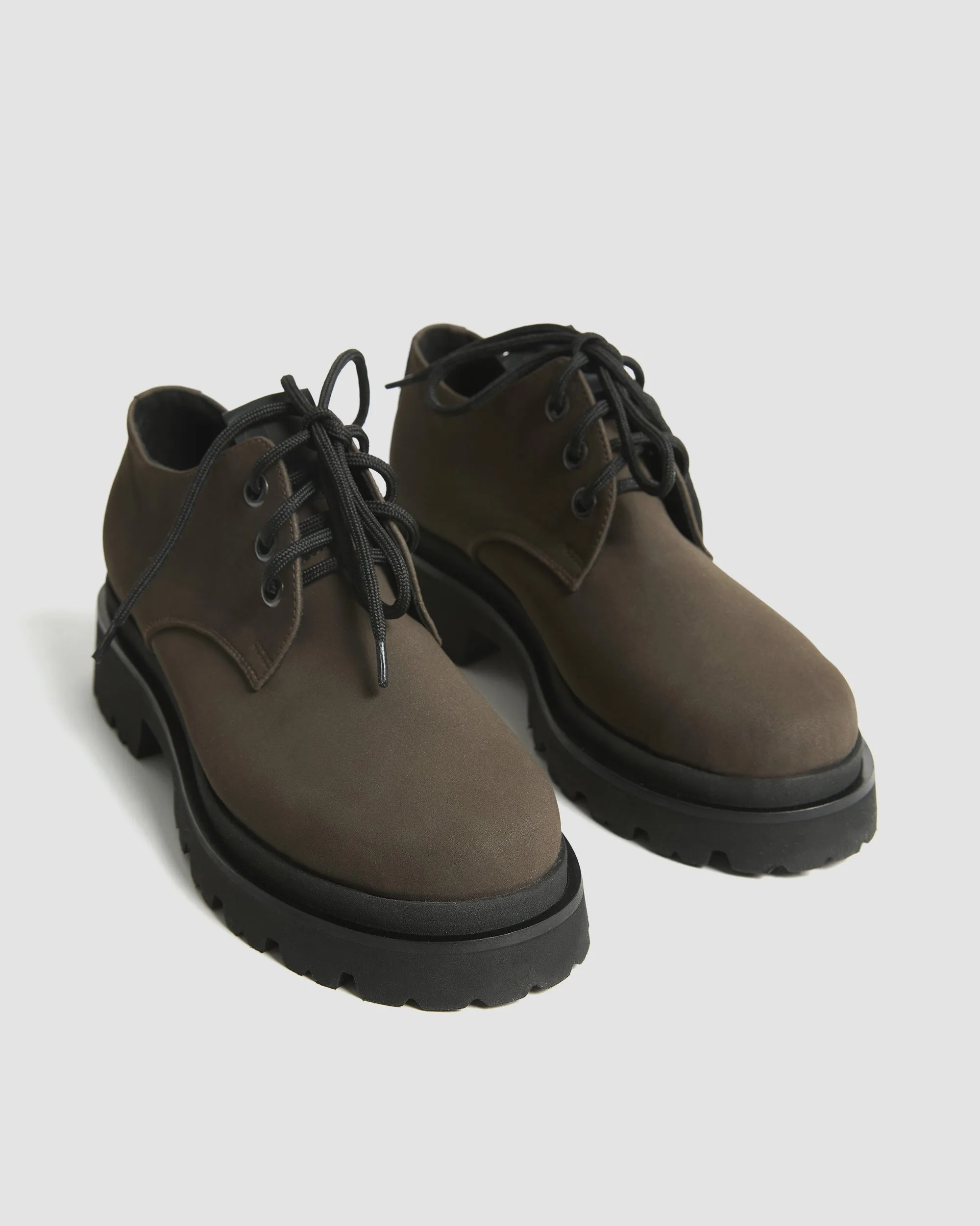 Chunky Derbs No 2 Chocolate suede brown derby shoes