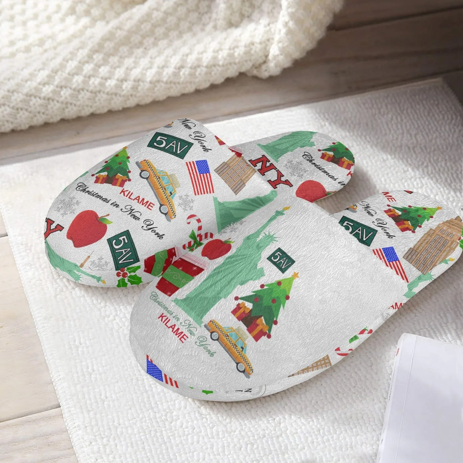 Classic Cotton Slippers 'Christmas in New York'