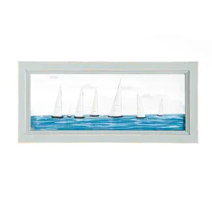 Coastal Sailboat Hand Painted Screen, 20"x9",6awd756