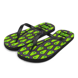 Coffin and Skull Flip-Flops All Over Print / Purple & Neon Green