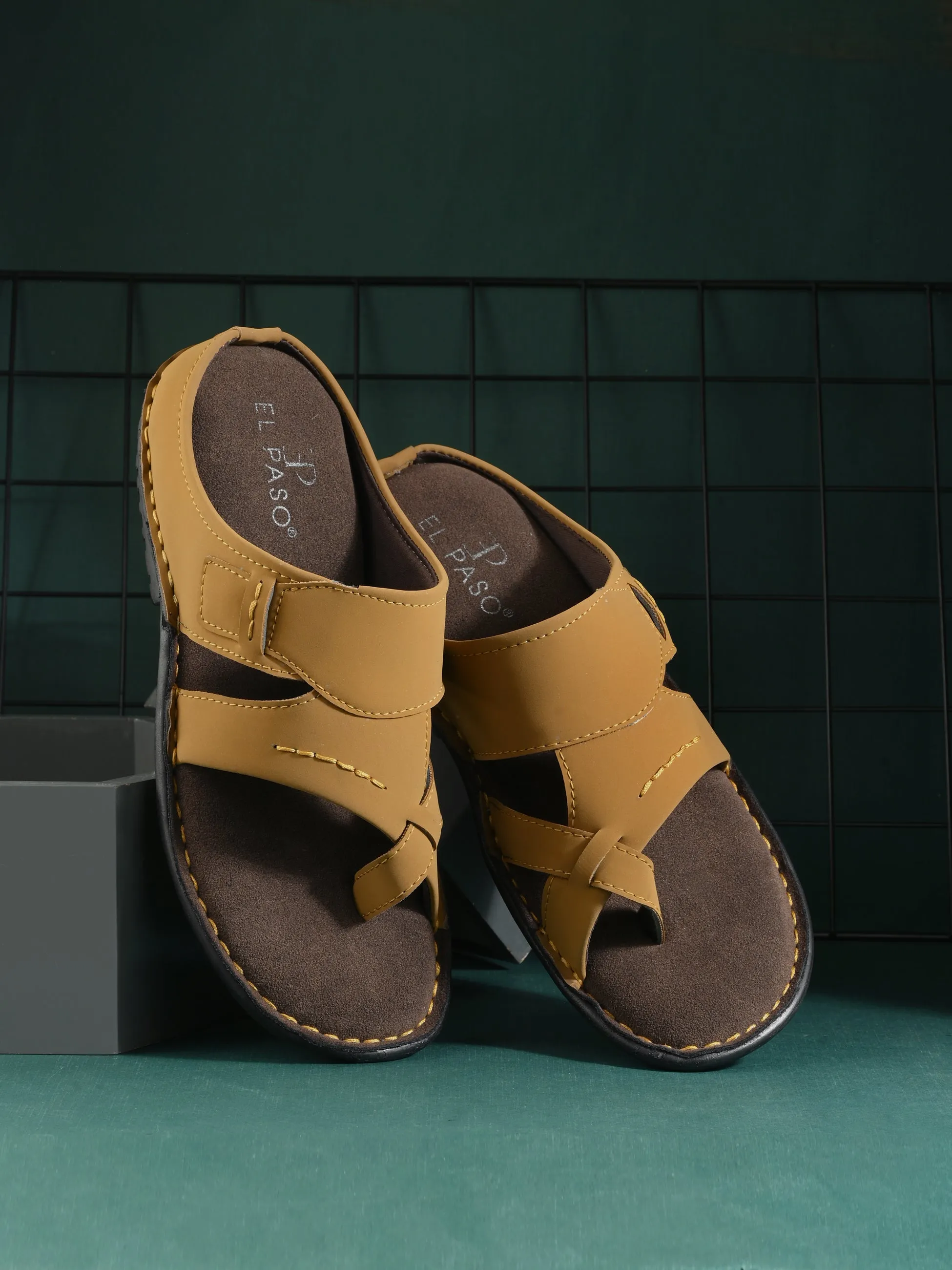 Cognac Leather Thong Sandal