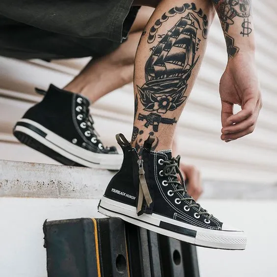 Couples Side Zipper Hip Top Canvas Shoes - Black
