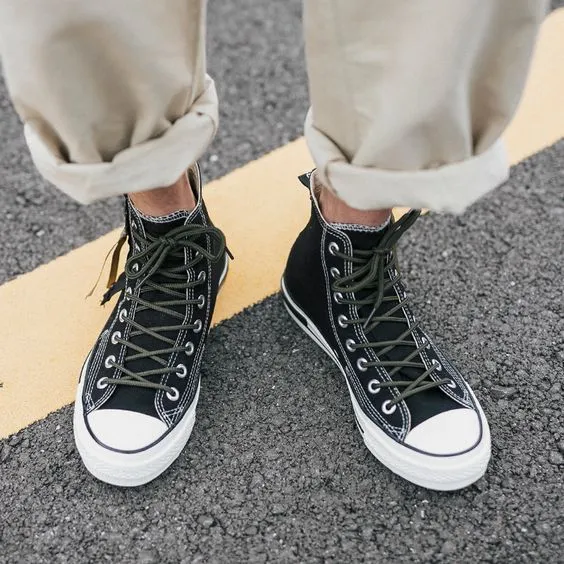 Couples Side Zipper Hip Top Canvas Shoes - Black