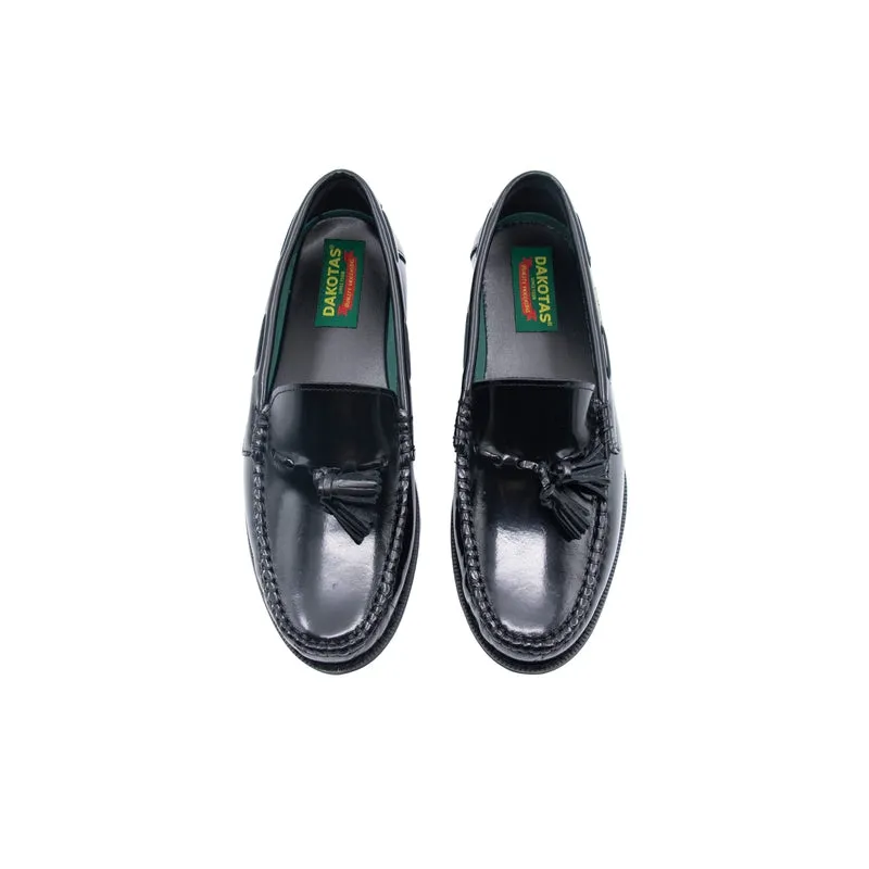 Dakota  Hi-Shine Moc with a tassel-Black