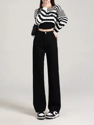 Dark Black Washed Basic Straight Fit