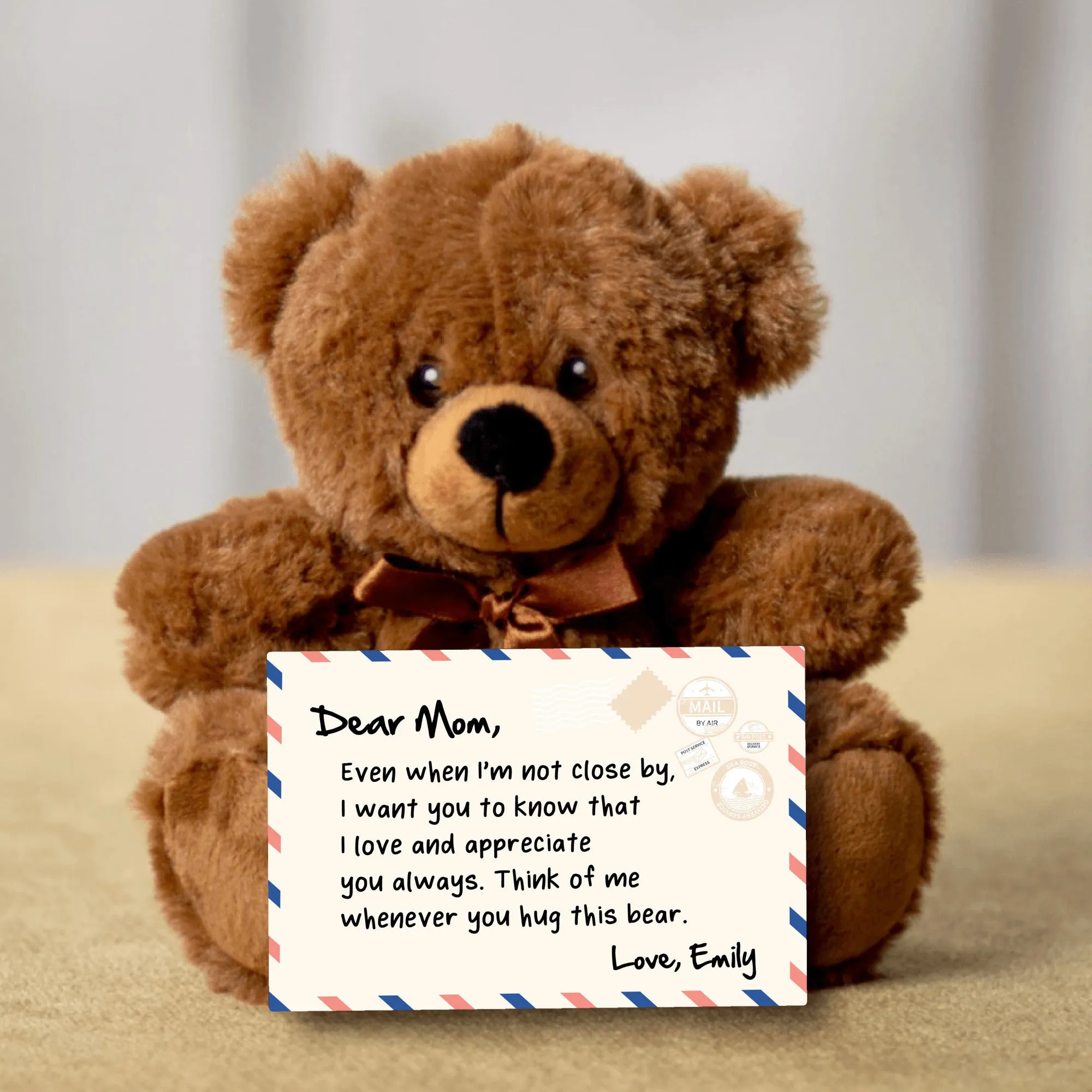 Dear Mom Teddy Bear With Postcard - PRICE INCLUDES FREE SHIPPING!!