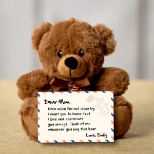 Dear Mom Teddy Bear With Postcard - PRICE INCLUDES FREE SHIPPING!!