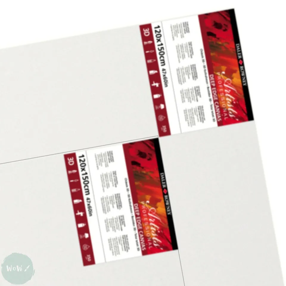 DEEP EDGE White Primed Stretched 100% Cotton Canvas – Daler Rowney -  ARTISTS 3D - 120 x 150cm (Approx. 48 x 60”) x 2