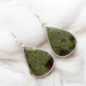 Dragons blood Jasper Solid 925 Sterling Silver Earrings