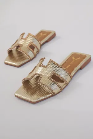 Dubai H Flats - Rhinestone Gold