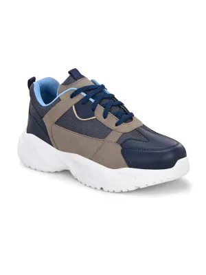 EL PASO Men Blue Faux Leather Casual Lace Up Sneakers