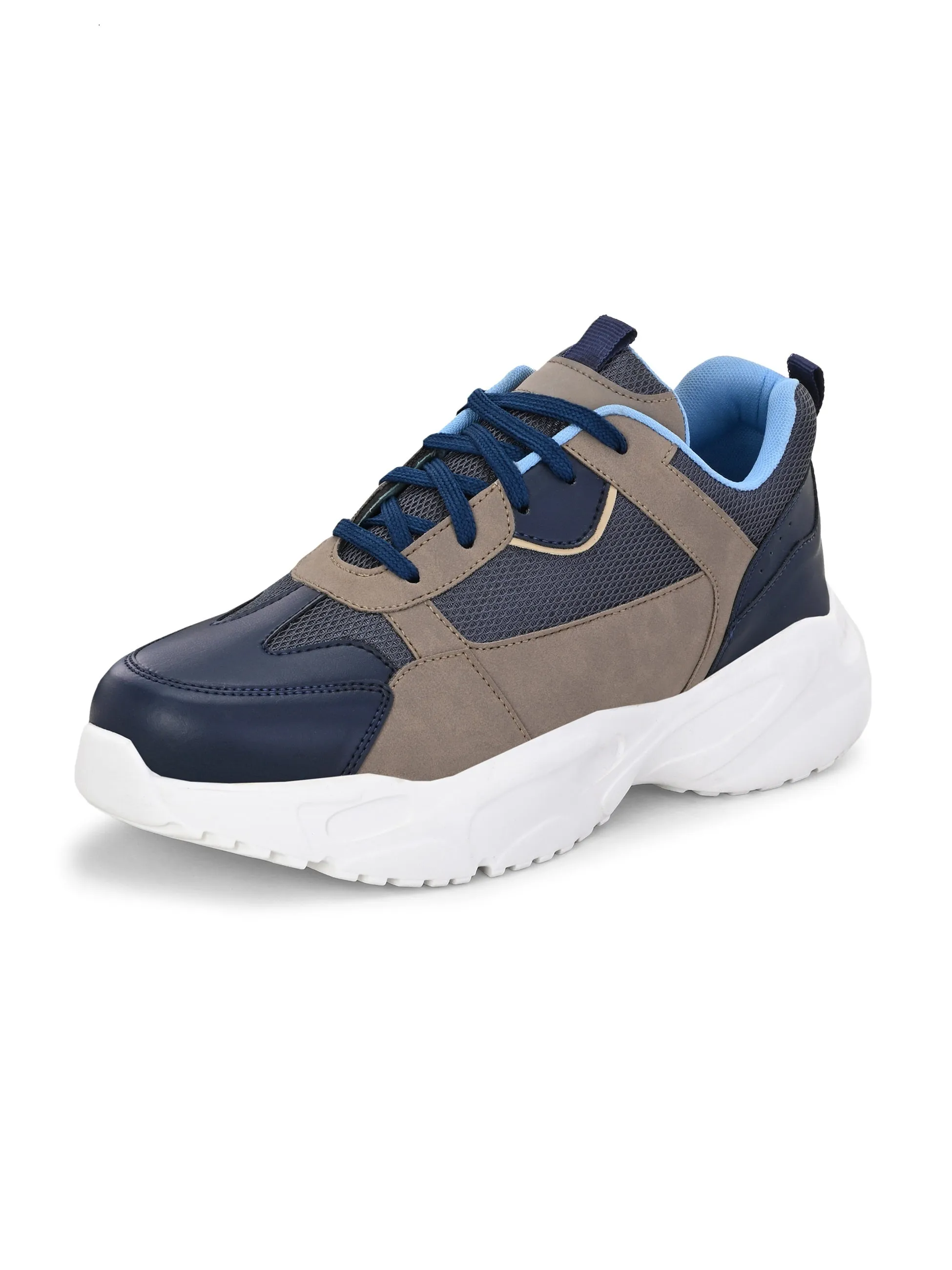 EL PASO Men Blue Faux Leather Casual Lace Up Sneakers