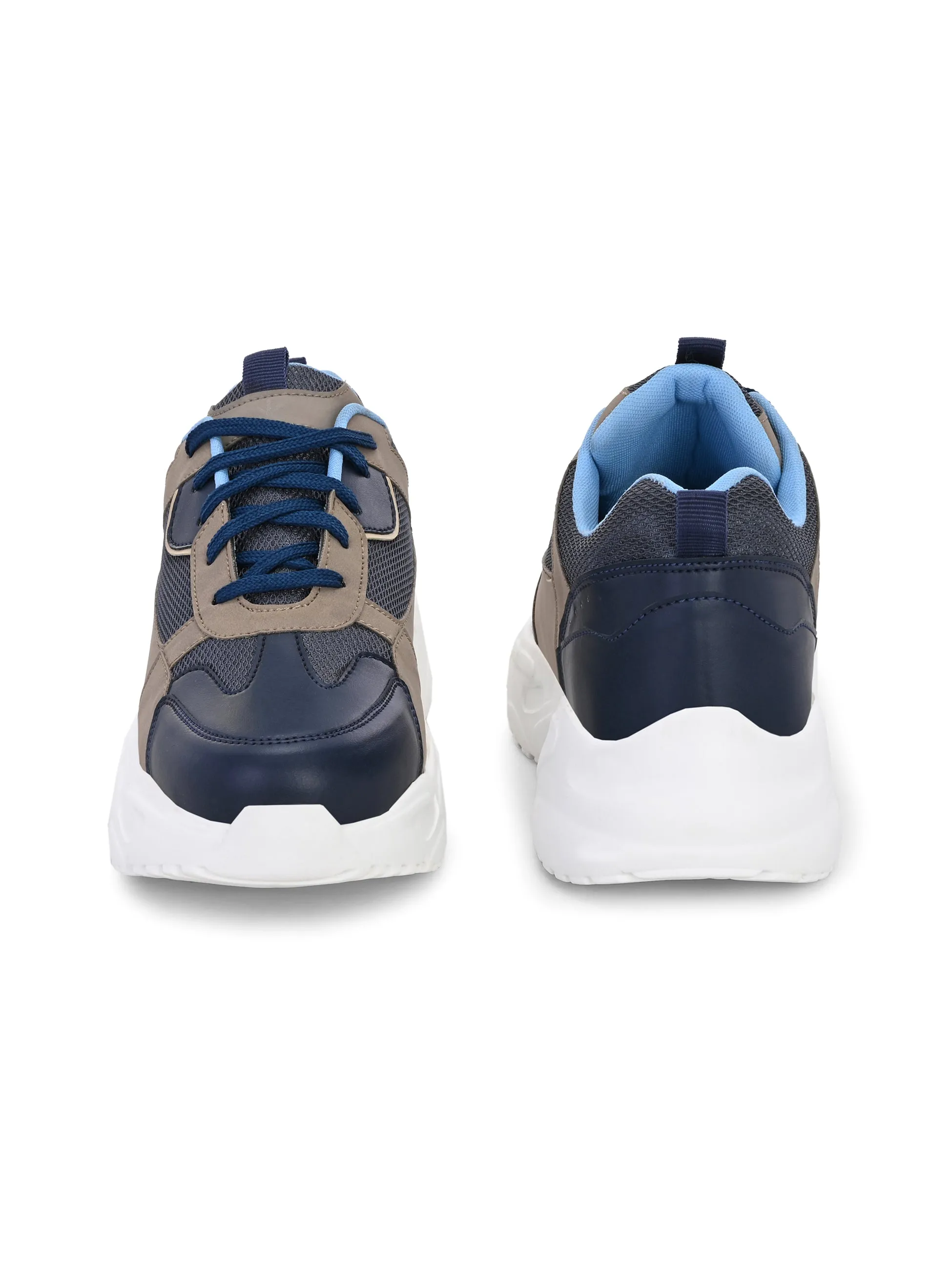 EL PASO Men Blue Faux Leather Casual Lace Up Sneakers