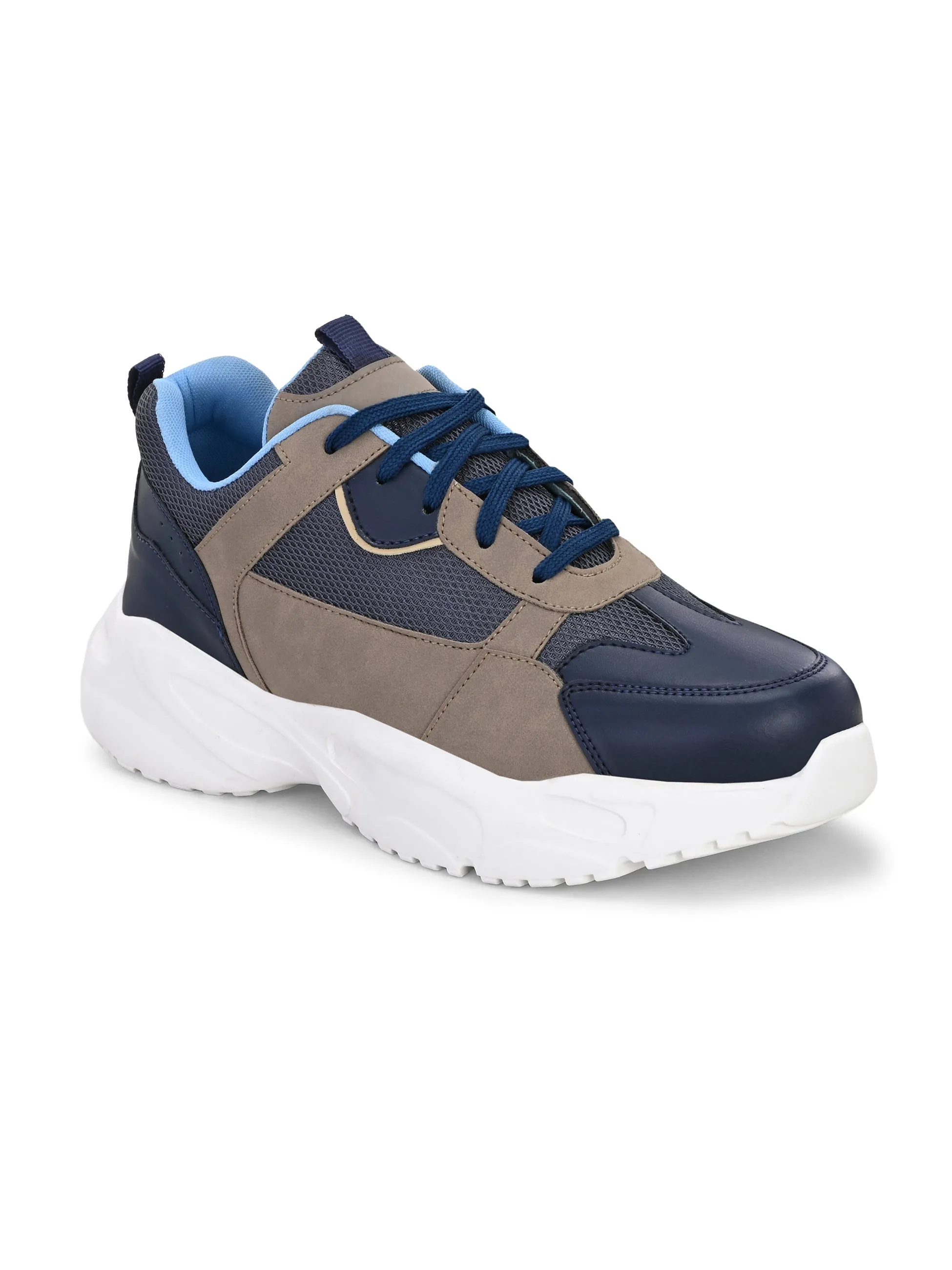 EL PASO Men Blue Faux Leather Casual Lace Up Sneakers