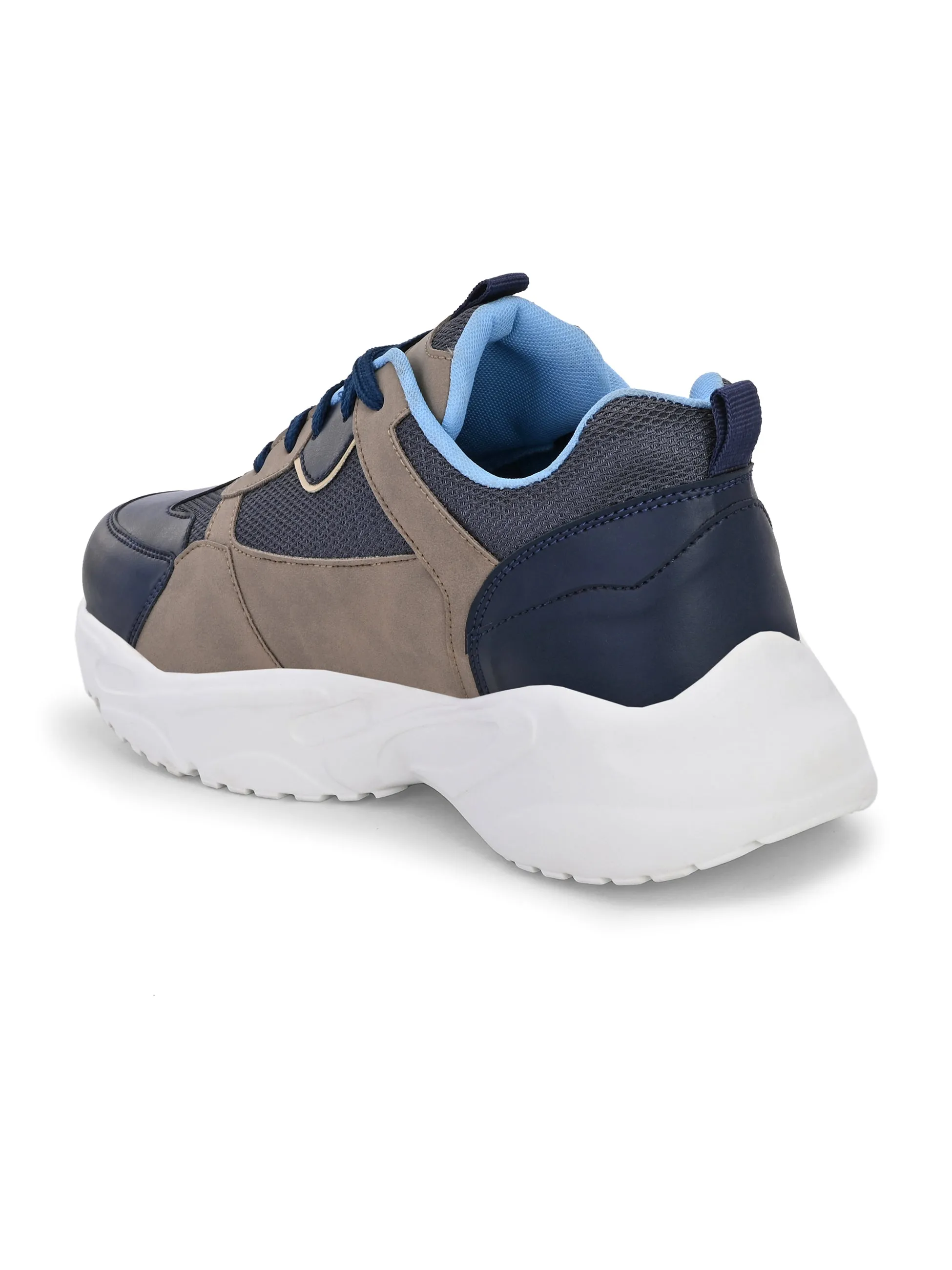 EL PASO Men Blue Faux Leather Casual Lace Up Sneakers