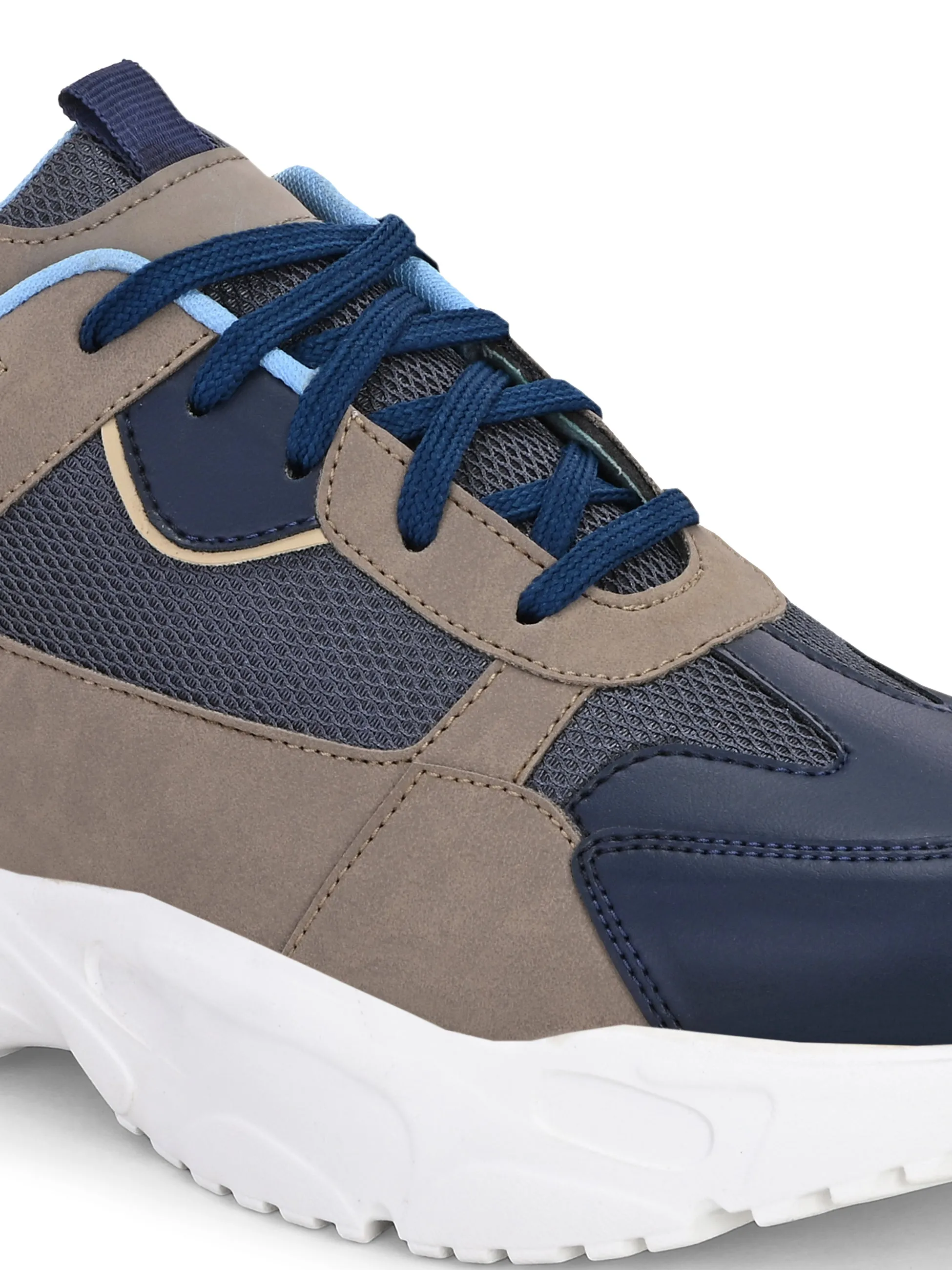 EL PASO Men Blue Faux Leather Casual Lace Up Sneakers