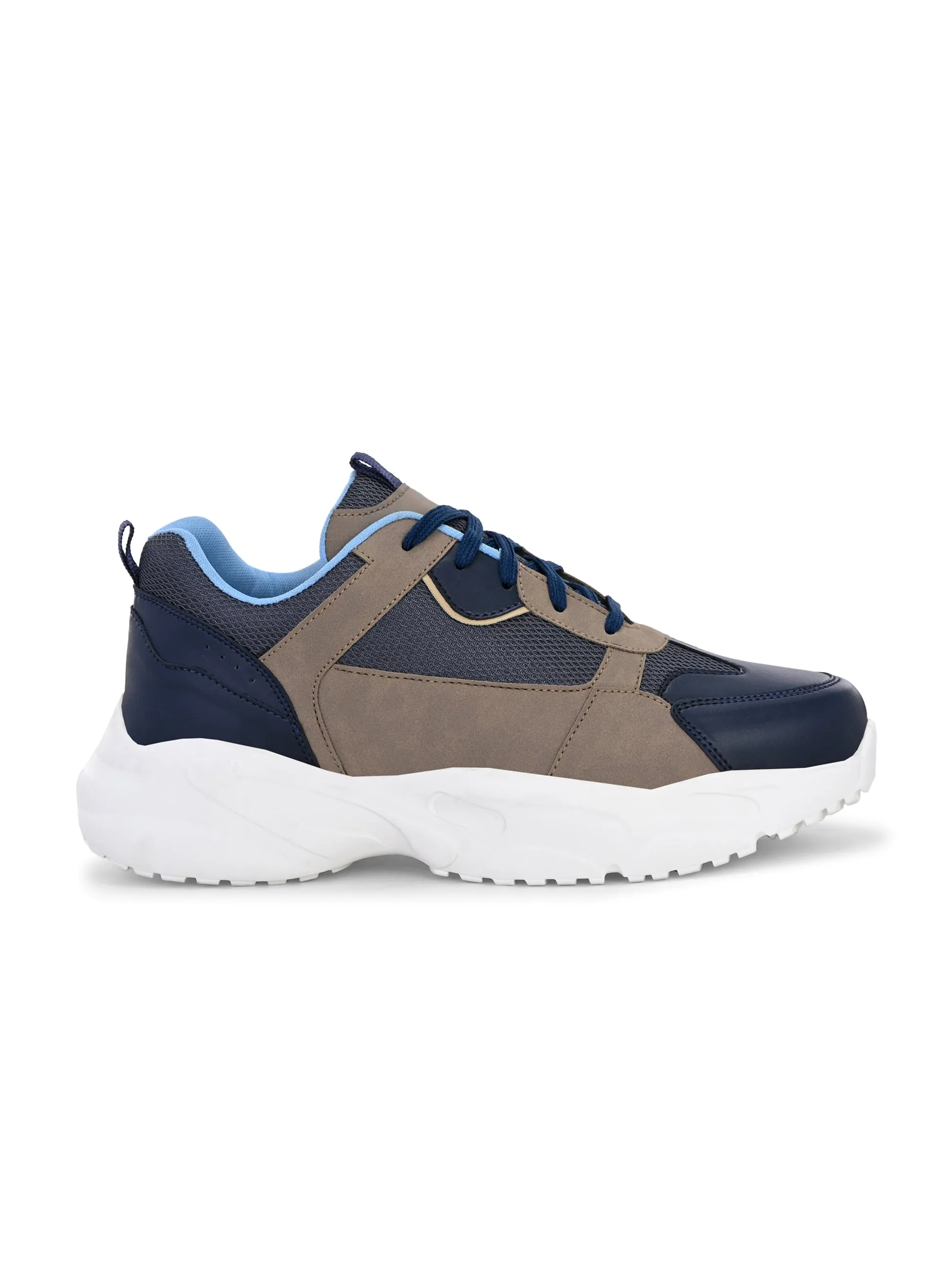 EL PASO Men Blue Faux Leather Casual Lace Up Sneakers
