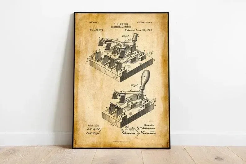 Electric Switch Patent Print| Framed Art Print
