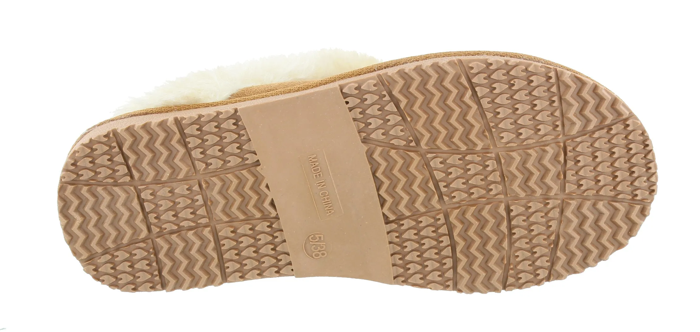Ella Charlotte Fur Lined Memory Foam Mules Slippers In Chestnut
