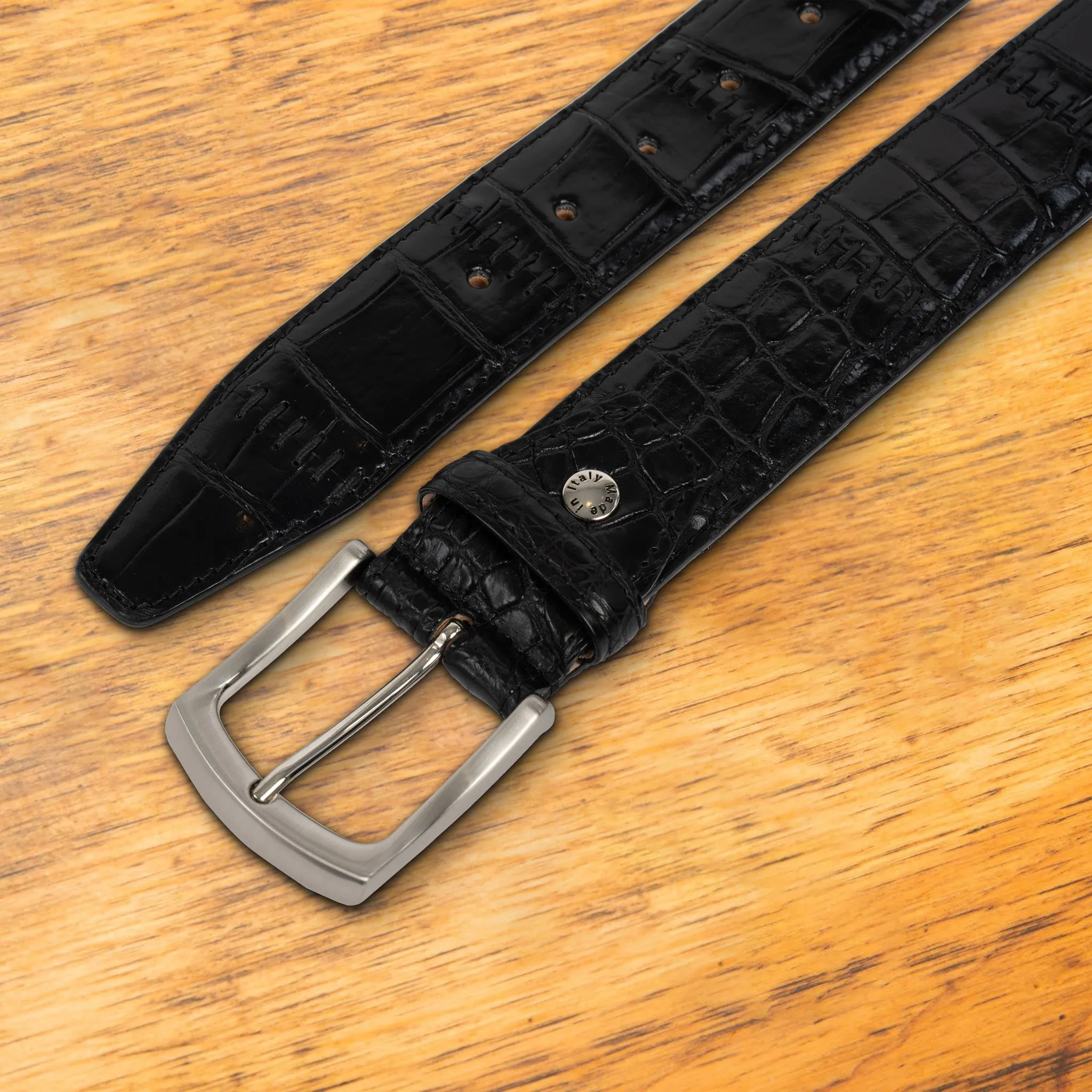 ETNA Calzoleria Toscana Genuine Stitched Crocodile Belt