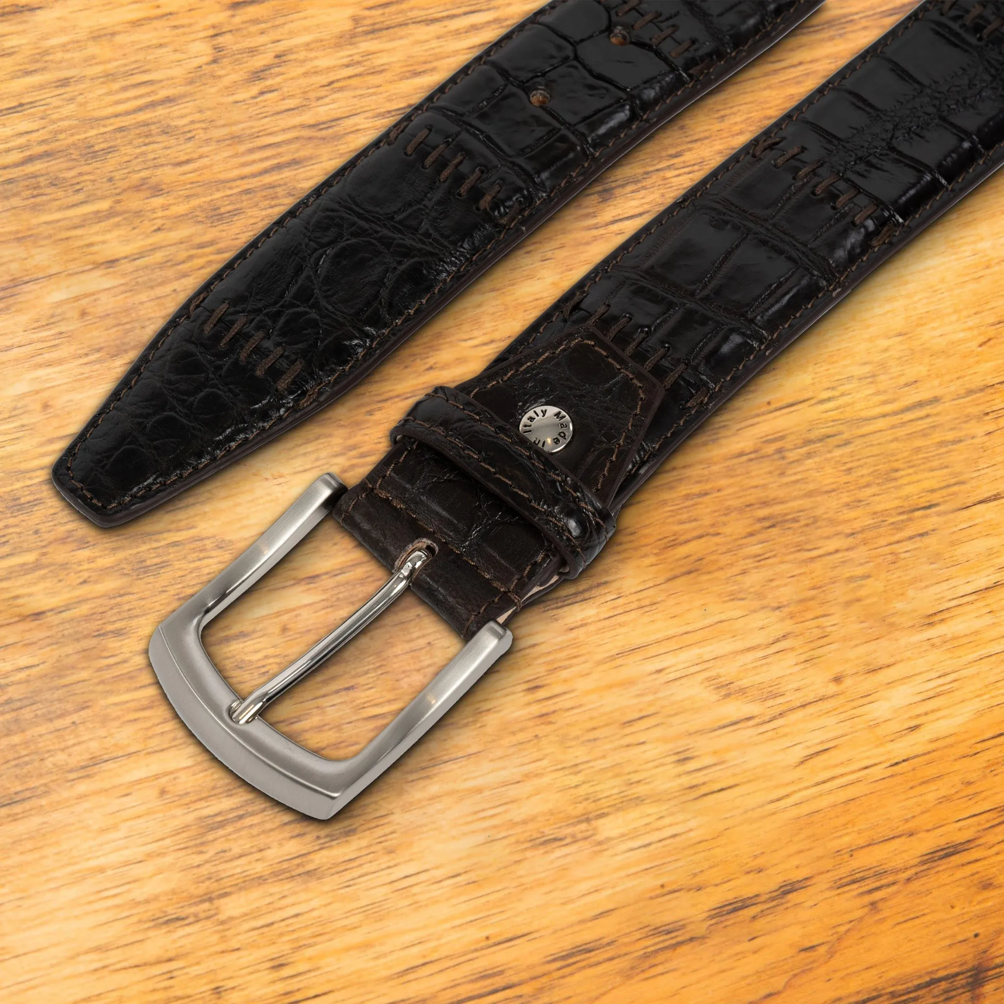 ETNA Calzoleria Toscana Genuine Stitched Crocodile Belt
