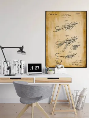 Fishing Lure Patent Print| Framed Art Print