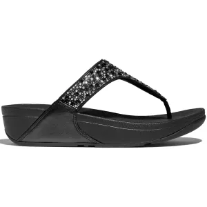 FitFlop Lulu Crystal-Mix Toe-Post All Black Sandals