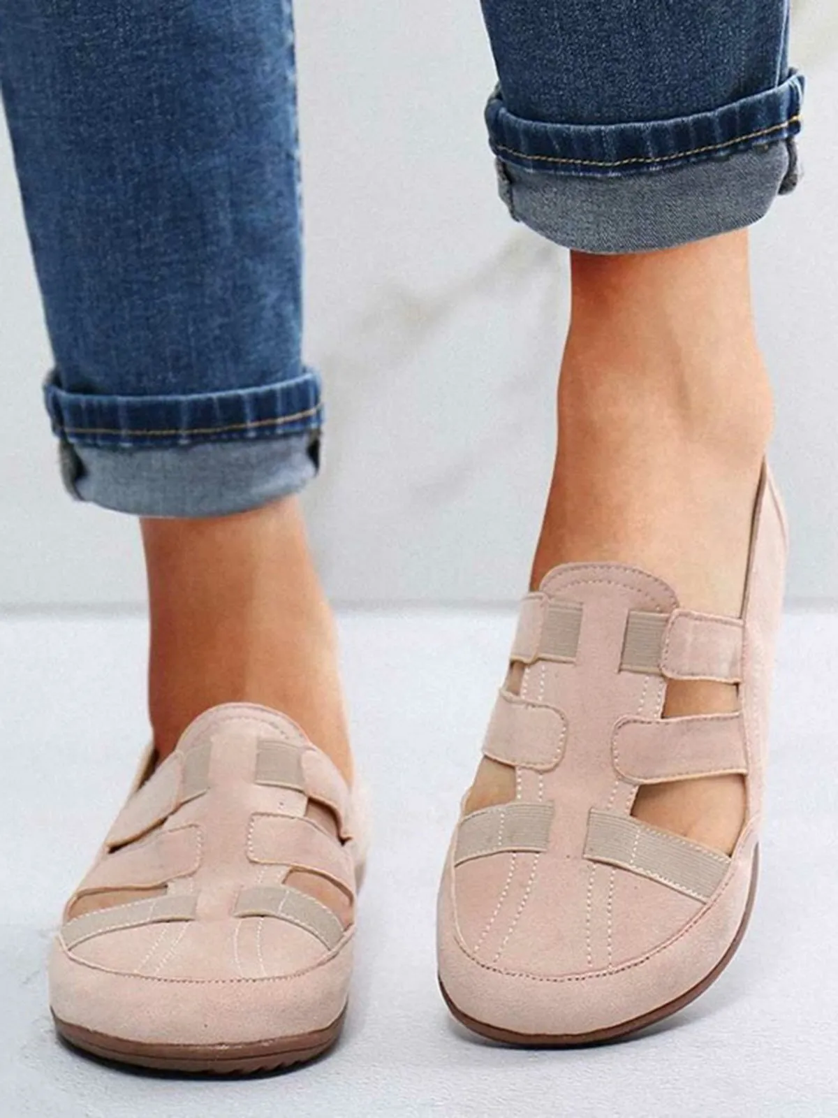 Flat Hollow Elastic Strap Soft Sole Lightweight Sandals