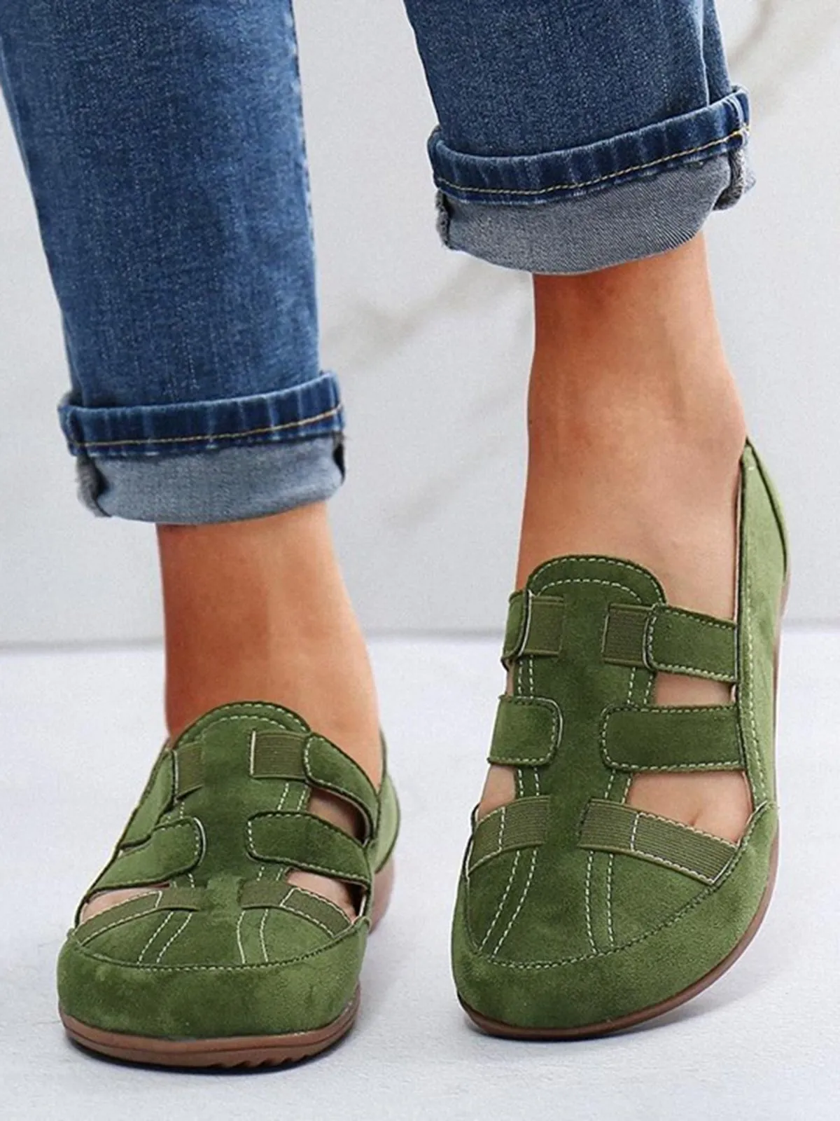 Flat Hollow Elastic Strap Soft Sole Lightweight Sandals