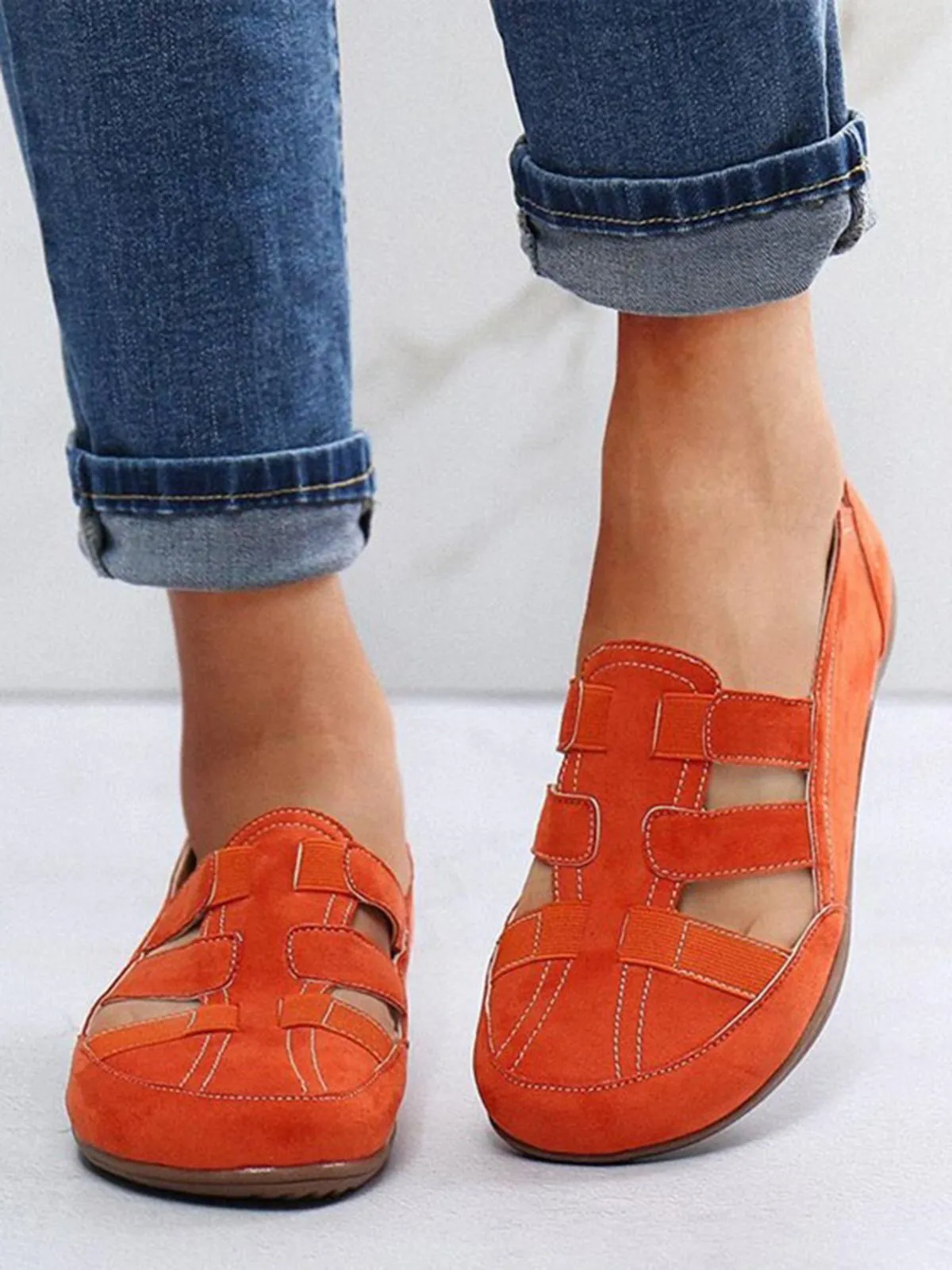 Flat Hollow Elastic Strap Soft Sole Lightweight Sandals