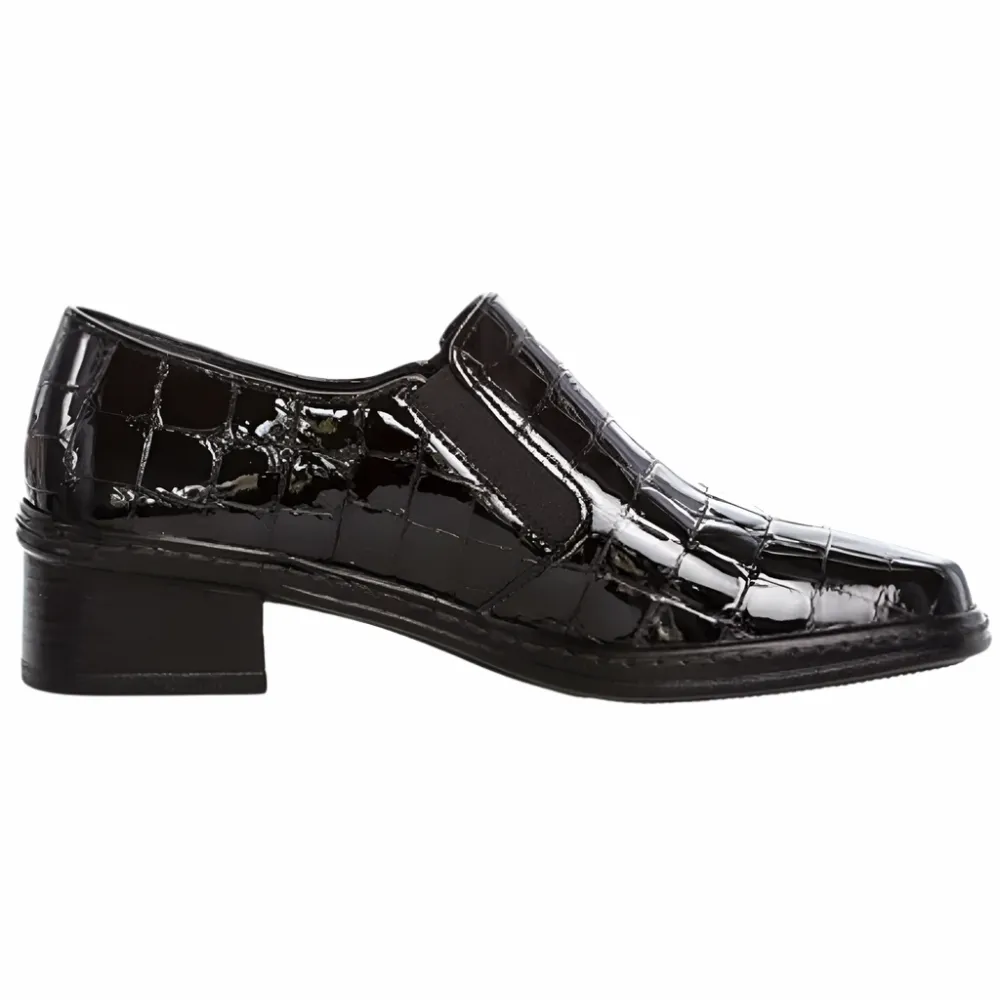 Gabor Hertha Black Patent Croc Leather Shoes