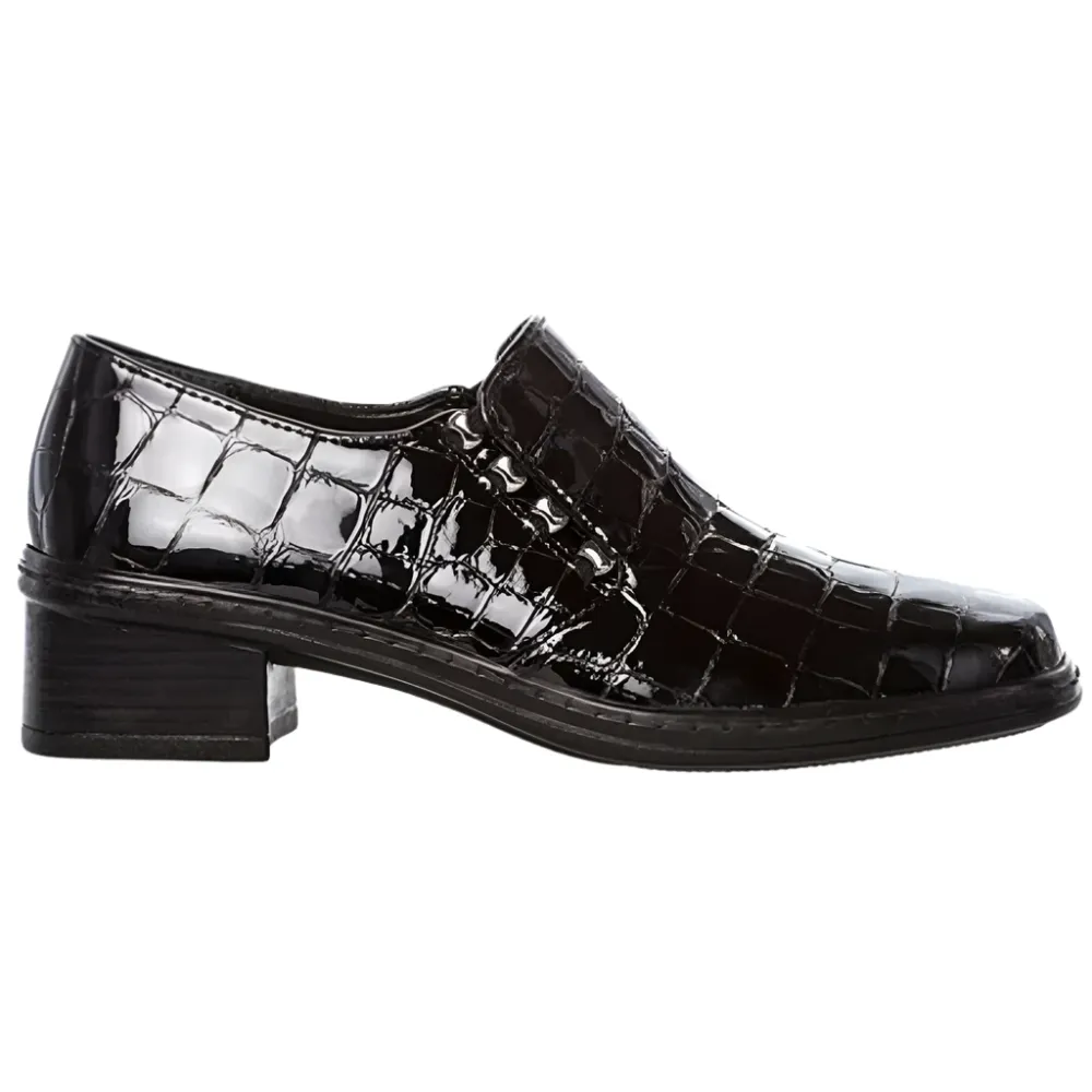 Gabor Hertha Black Patent Croc Leather Shoes