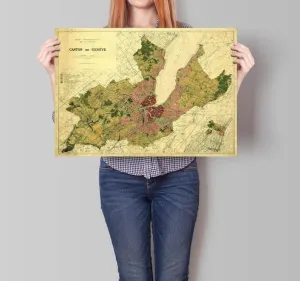 Geneva City Map Wall Print| Framed Map Wall Decor