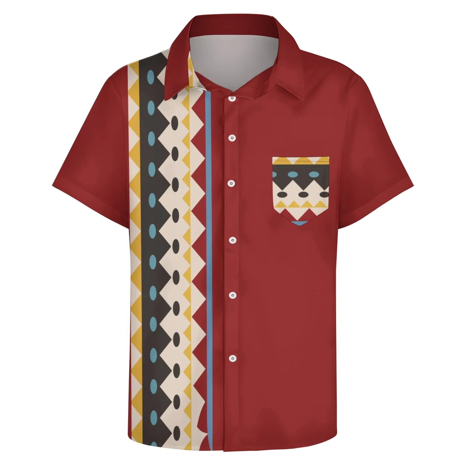 Geometric Striped Print Casual Short Sleeve Shirt 2404001436