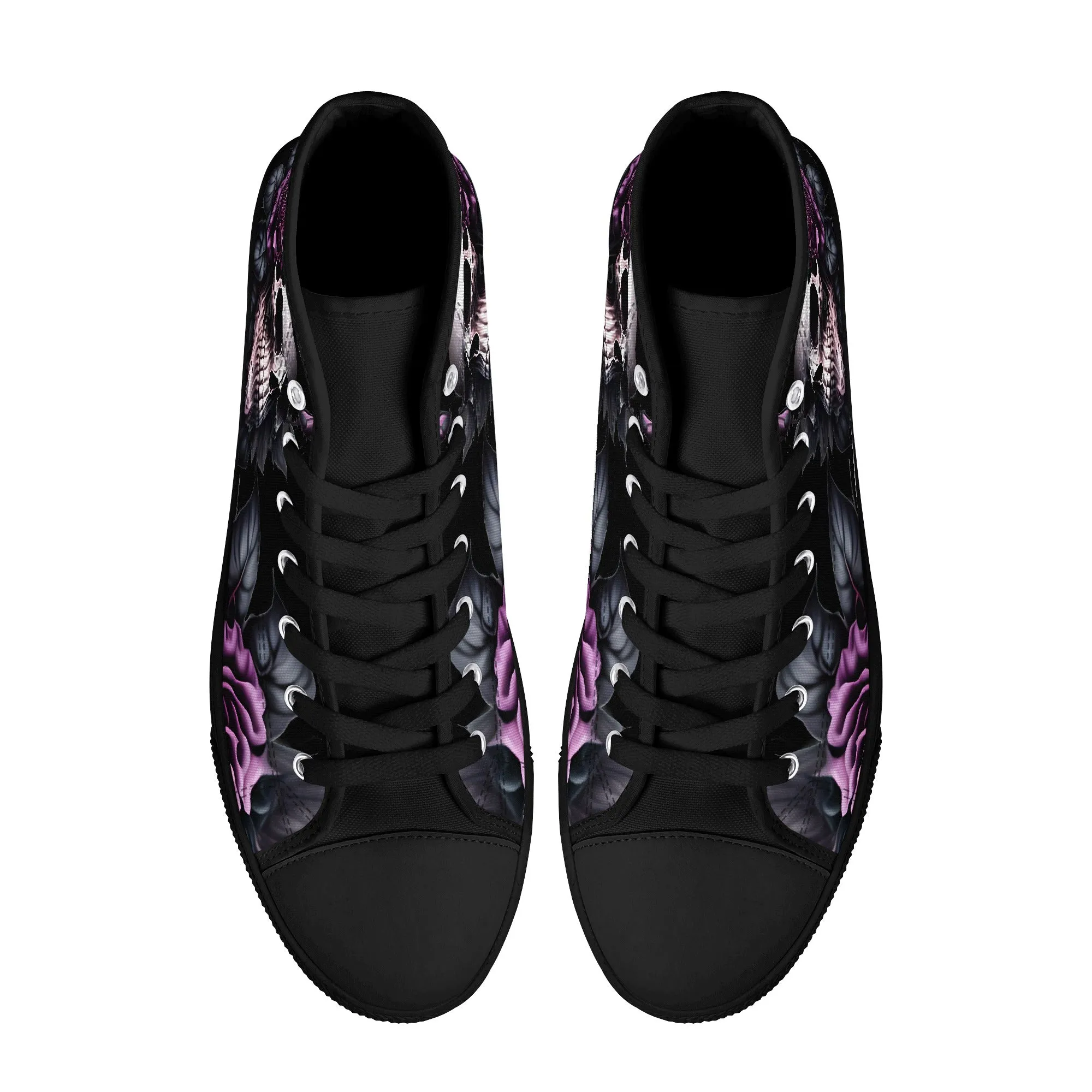 Gothic Skull #15 Mens High Top Canvas Shoes Purple Rose