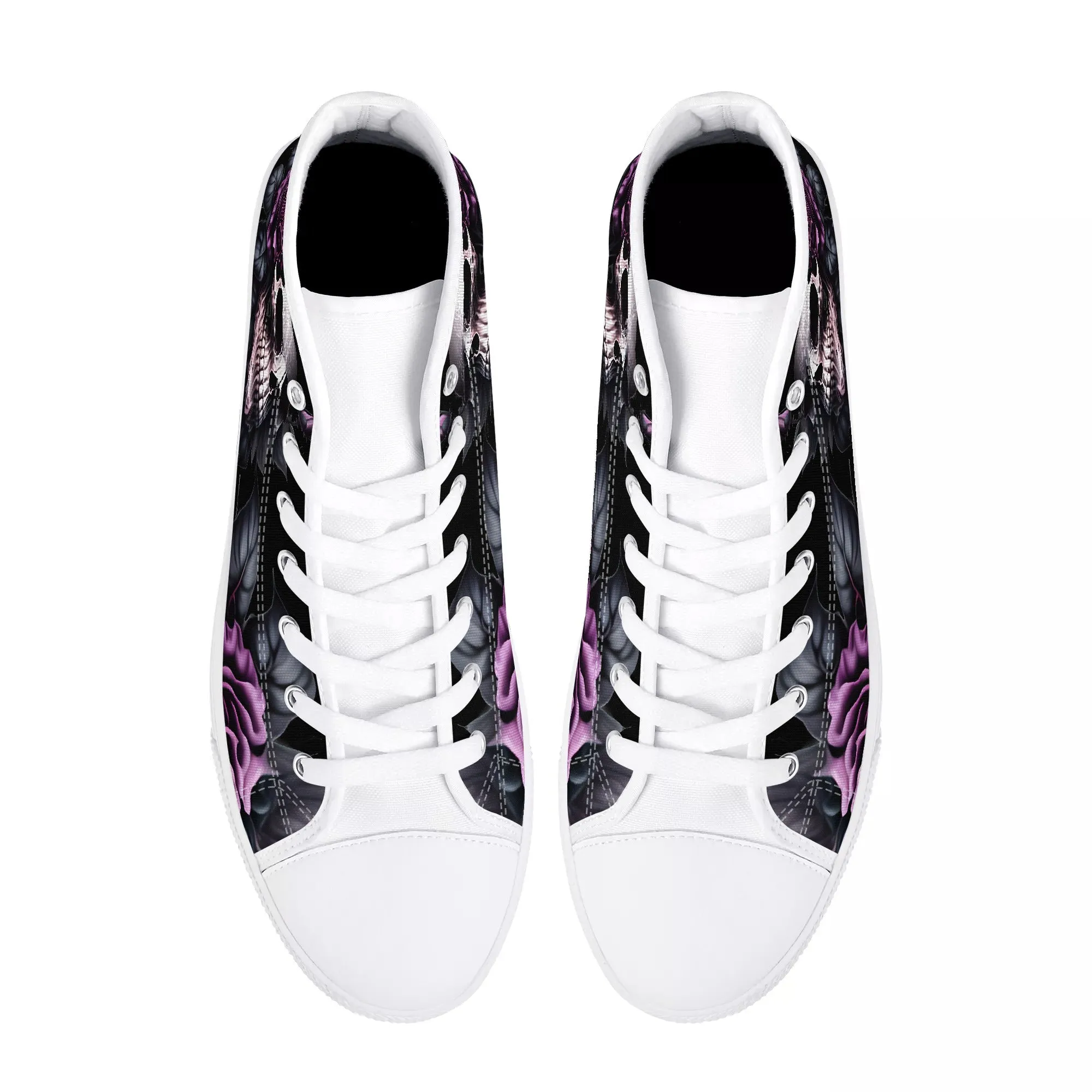 Gothic Skull #15 Mens High Top Canvas Shoes Purple Rose