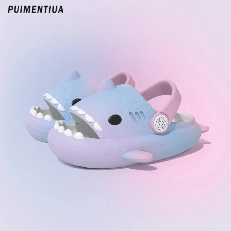 Gradient Cute Shark Shape Cartoon Children's Slippers Trend New Children's Sandals Outdoor Fashion Boys and Girls' Beach Shoes