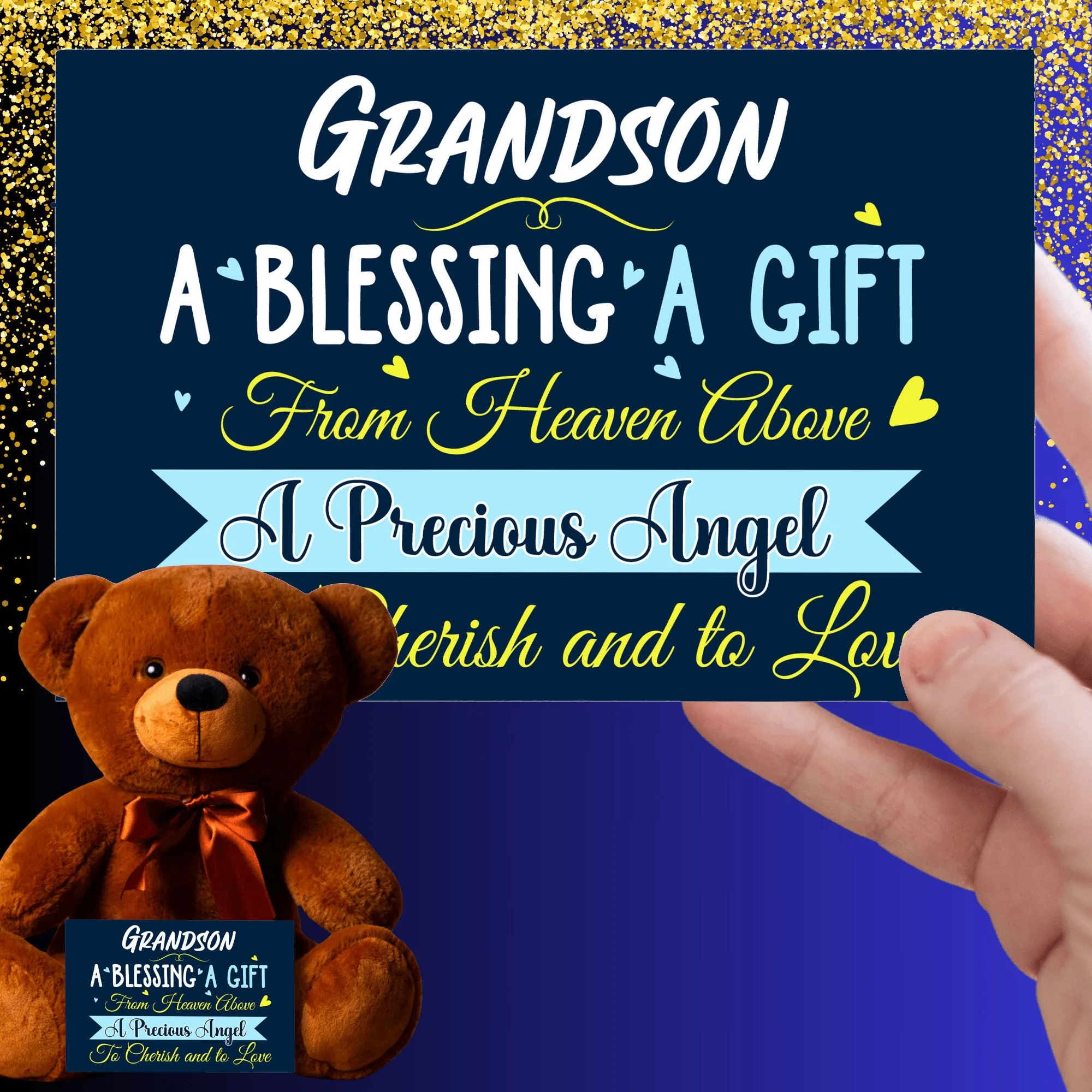 Grandson a Blessing Teddy Bear with Message Card, PRICE INCLUDES FREE SHIPPING